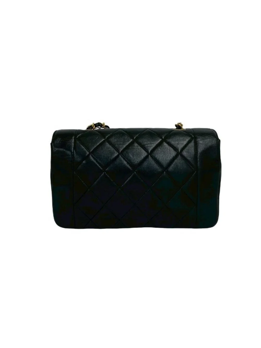 Chanel With Card Diana Quilted CC Logo Lambskin Shoulder Bag Black